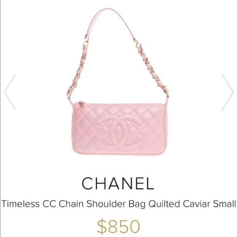 Chanel CC pink Caviar leather shoulder handbag